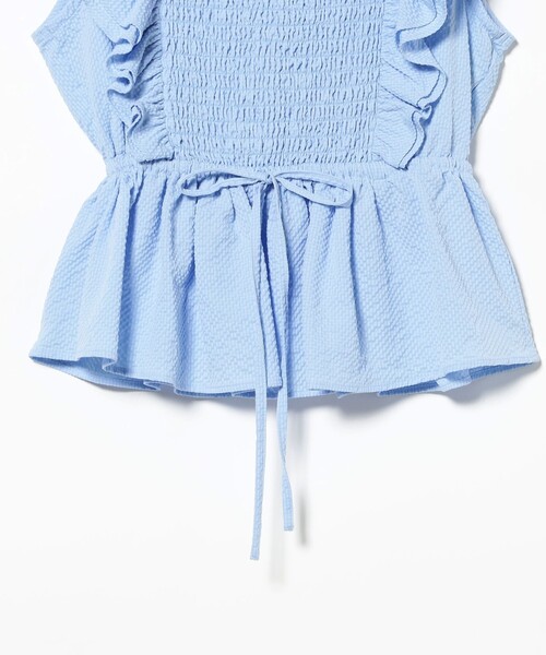 Ray BEAMS（レイビームス）の「シャーリング ヨーク ラッフル スリーブ ブラウス（シャツ/ブラウス・レディース・ブラック/サックスブルー/ホワイト・ONE SIZE）」の5枚目の写真