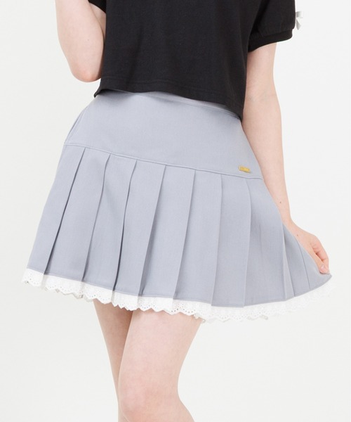 PINKHUNT（ピンクハント）の「PINKHUNT ピンクハント 裾レースプリーツ スカート 0603K（スカート・キッズ・アッシュグレー/ブラック・130cm/140cm/120cm/150cm/160cm）」の2枚目の写真