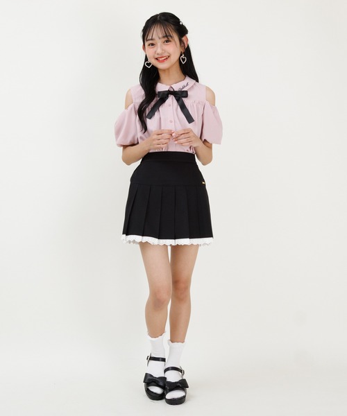 PINKHUNT（ピンクハント）の「PINKHUNT ピンクハント 裾レースプリーツ スカート 0603K（スカート・キッズ・アッシュグレー/ブラック・130cm/140cm/120cm/150cm/160cm）」の6枚目の写真