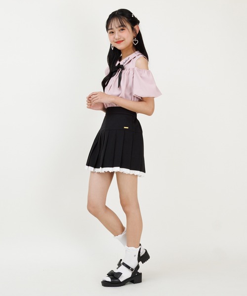 PINKHUNT（ピンクハント）の「PINKHUNT ピンクハント 裾レースプリーツ スカート 0603K（スカート・キッズ・アッシュグレー/ブラック・130cm/140cm/120cm/150cm/160cm）」の7枚目の写真