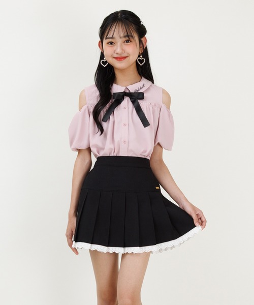 PINKHUNT（ピンクハント）の「PINKHUNT ピンクハント 裾レースプリーツ スカート 0603K（スカート・キッズ・アッシュグレー/ブラック・130cm/140cm/120cm/150cm/160cm）」の9枚目の写真