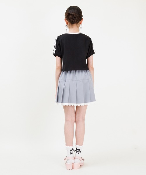 PINKHUNT（ピンクハント）の「PINKHUNT ピンクハント 裾レースプリーツ スカート 0603K（スカート・キッズ・アッシュグレー/ブラック・130cm/140cm/120cm/150cm/160cm）」の22枚目の写真