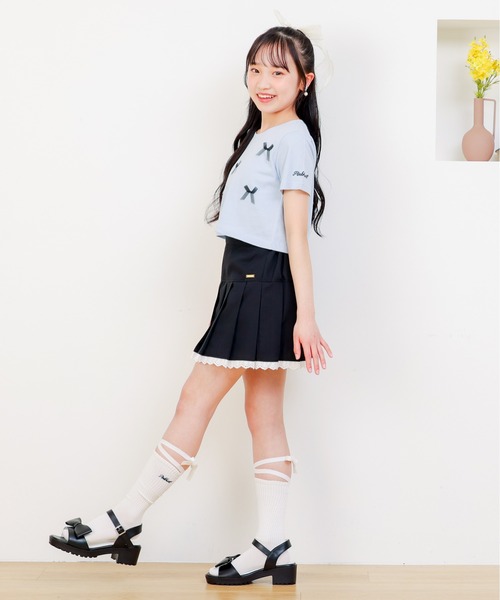 PINKHUNT（ピンクハント）の「PINKHUNT ピンクハント 裾レースプリーツ スカート 0603K（スカート・キッズ・アッシュグレー/ブラック・130cm/140cm/120cm/150cm/160cm）」の14枚目の写真