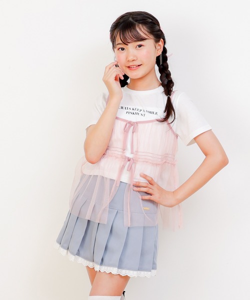 PINKHUNT（ピンクハント）の「PINKHUNT ピンクハント 裾レースプリーツ スカート 0603K（スカート・キッズ・アッシュグレー/ブラック・130cm/140cm/120cm/150cm/160cm）」の4枚目の写真