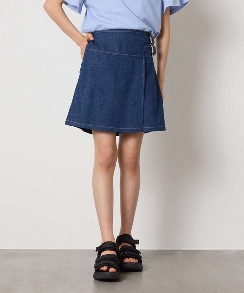 a.v.v（アーヴェヴェ）の「【接触冷感/ジメジメ対策】[140-150]サイドベルトキュロット（その他パンツ・キッズ・ブルー/ライラック/ブラック・150/140）」の2枚目の写真