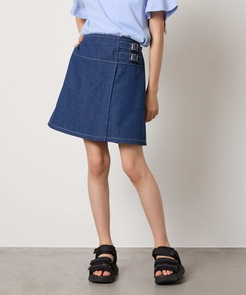 a.v.v（アーヴェヴェ）の「【接触冷感/ジメジメ対策】[140-150]サイドベルトキュロット（その他パンツ・キッズ・ブルー/ライラック/ブラック・150/140）」の4枚目の写真