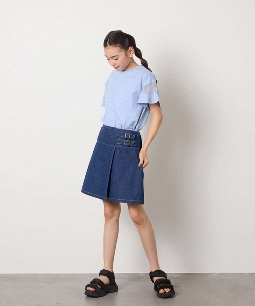 a.v.v（アーヴェヴェ）の「【接触冷感/ジメジメ対策】[140-150]サイドベルトキュロット（その他パンツ・キッズ・ブルー/ライラック/ブラック・150/140）」の7枚目の写真