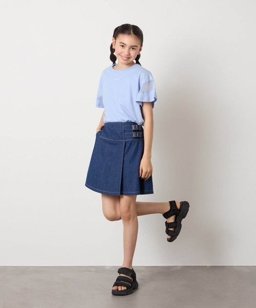 a.v.v（アーヴェヴェ）の「【接触冷感/ジメジメ対策】[140-150]サイドベルトキュロット（その他パンツ・キッズ・ブルー/ライラック/ブラック・150/140）」の8枚目の写真