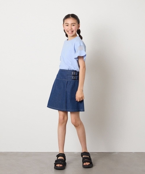 a.v.v（アーヴェヴェ）の「【接触冷感/ジメジメ対策】[140-150]サイドベルトキュロット（その他パンツ・キッズ・ブルー/ライラック/ブラック・150/140）」の11枚目の写真