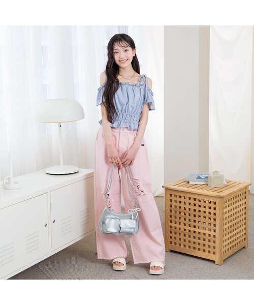 algy（アルジー）の「2ポケットショルダーBAG2（ショルダーバッグ・キッズ・ブラック/シルバー・FREE）」の5枚目の写真