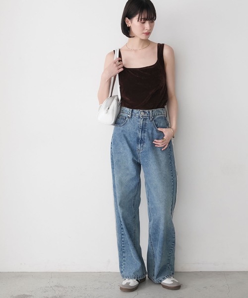 forksy.（フォルクシー）の「【 RIKA × forksy. 】カップ付き サマーベロア ラウンドスクエア ノースリーブトップス（タンクトップ・レディース・ブラック/ブラウン・FREE）」の16枚目の写真