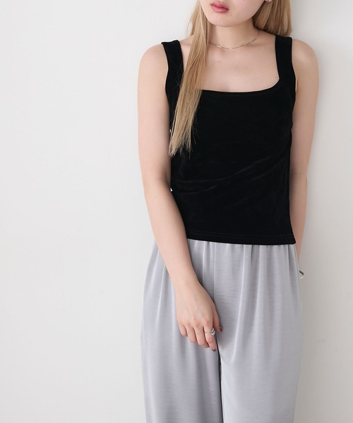 RIKA × forksy. 】カップ付き サマーベロア ラウンドスクエア