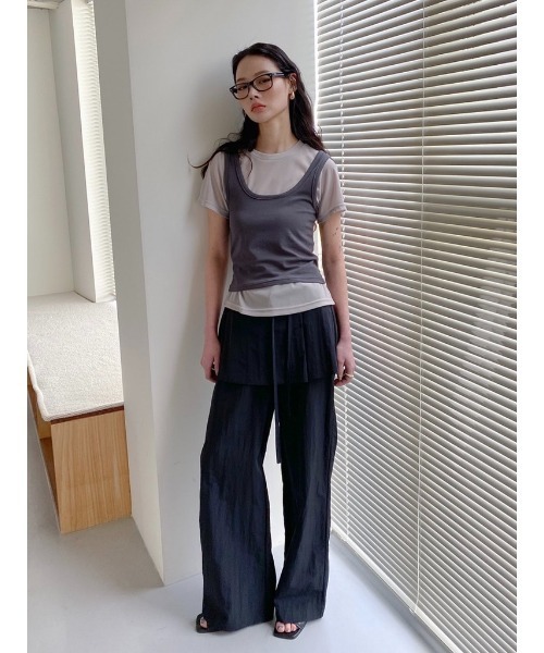 Didot.showroom（ディドット ショールーム）の「ラップSKレイヤーワイドパンツ（その他パンツ・レディース・ベージュ/ブラック・S/M）」の6枚目の写真