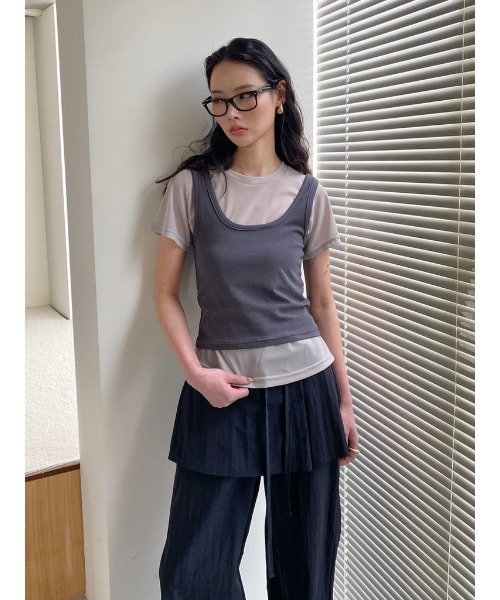 Didot.showroom（ディドット ショールーム）の「ラップSKレイヤーワイドパンツ（その他パンツ・レディース・ベージュ/ブラック・S/M）」の5枚目の写真