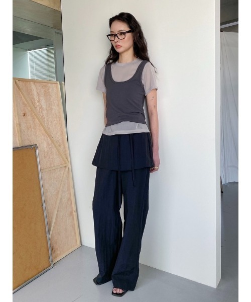 Didot.showroom（ディドット ショールーム）の「ラップSKレイヤーワイドパンツ（その他パンツ・レディース・ベージュ/ブラック・S/M）」の4枚目の写真