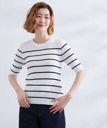 grove | 地柄ボーダーリブニットプルオーバー(ニット/セーター)