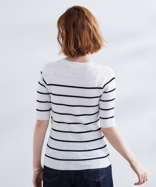 grove（グローブ）の「地柄ボーダーリブニットプルオーバー（ニット/セーター・レディース・ブルー系その他/オフホワイト/ホワイト系5・02/01/03/04/05）」の13枚目の写真