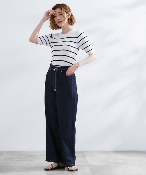 grove（グローブ）の「地柄ボーダーリブニットプルオーバー（ニット/セーター・レディース・ブルー系その他/オフホワイト/ホワイト系5・02/01/03/04/05）」の14枚目の写真