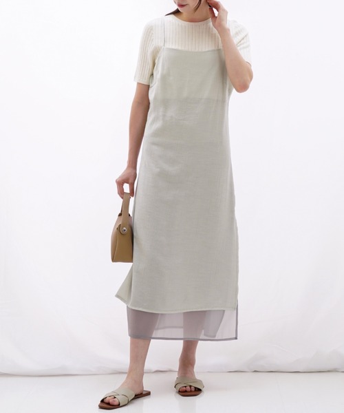 gossip！ロサンゼルス（ゴシップロサンゼルス）の「リンクルテクスチャー キャミソールワンピース（ワンピース・レディース・カーキ/ブラック/ライトグレー・FREE）」の2枚目の写真