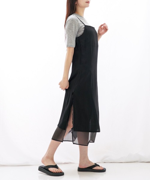 gossip！ロサンゼルス（ゴシップロサンゼルス）の「リンクルテクスチャー キャミソールワンピース（ワンピース・レディース・カーキ/ブラック/ライトグレー・FREE）」の5枚目の写真