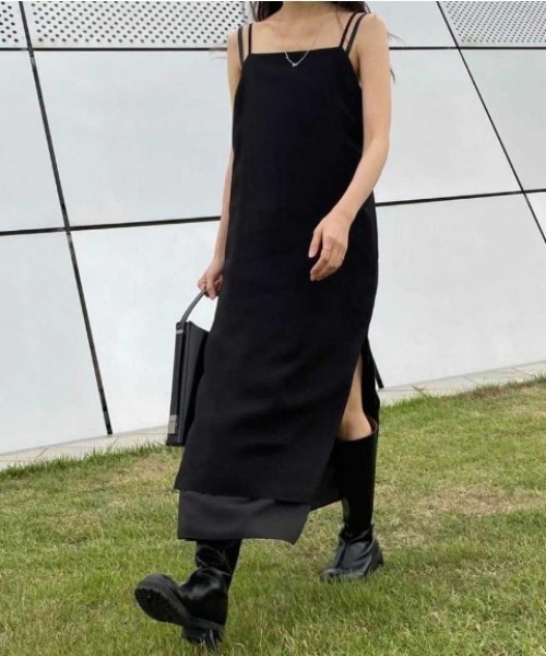 gossip！ロサンゼルス（ゴシップロサンゼルス）の「リンクルテクスチャー キャミソールワンピース（ワンピース・レディース・カーキ/ブラック/ライトグレー・FREE）」の13枚目の写真