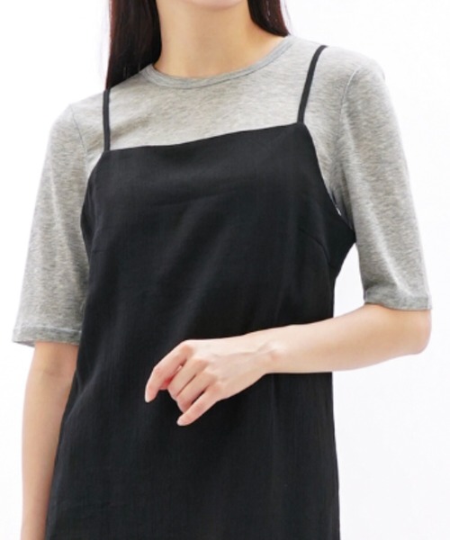 gossip！ロサンゼルス（ゴシップロサンゼルス）の「リンクルテクスチャー キャミソールワンピース（ワンピース・レディース・カーキ/ブラック/ライトグレー・FREE）」の7枚目の写真