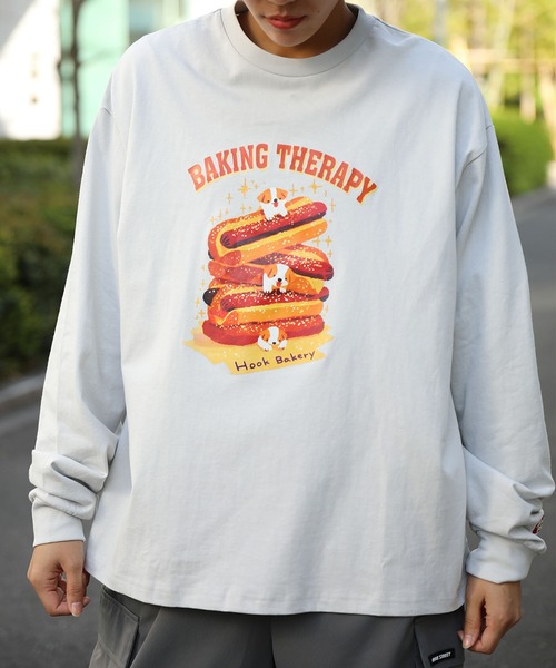 HOOK（フック）の「HOOK -original-　「HOOK BAKERY」シリーズ　ヴィンテージ風犬プリントロンTEE（Tシャツ/カットソー・メンズ・ブラック/ホワイト/グレー・X-LARGE/LARGE/MEDIUM）」の3枚目の写真