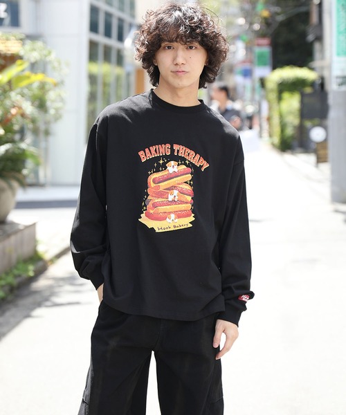 HOOK（フック）の「HOOK -original-　「HOOK BAKERY」シリーズ　ヴィンテージ風犬プリントロンTEE（Tシャツ/カットソー・メンズ・ブラック/ホワイト/グレー・X-LARGE/LARGE/MEDIUM）」の2枚目の写真