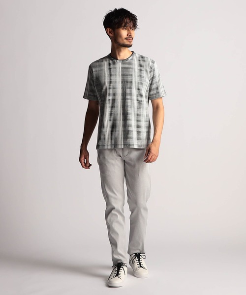NICOLE CLUB FOR MEN（ニコルクラブフォーメン）の「【２５モデルEC限定再販売】ブリスターチェッククルーネック半袖プルオーバー（Tシャツ/カットソー・メンズ・ホワイト系1/ホワイト系2/ホワイト系3/ブラック系・MEDIUM/LARGE/X-LARGE）」の7枚目の写真