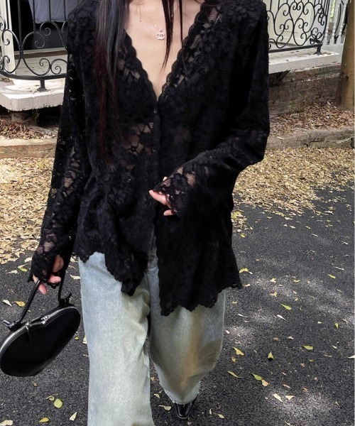 VIBGYOR(ヴィブジョー)の「【LAMPOON】レースカーディガン(カーディガン/ボレロ・レディース・ブラック/ホワイト・FREE)」の11枚目の写真