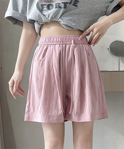 Dream garden（ドリームガーデン）の「ウエストゴムシャーリング　ショートパンツ（その他パンツ・レディース・ピンク/ベージュ/ブラック/グレー/カーキ・S/M/L）」の5枚目の写真