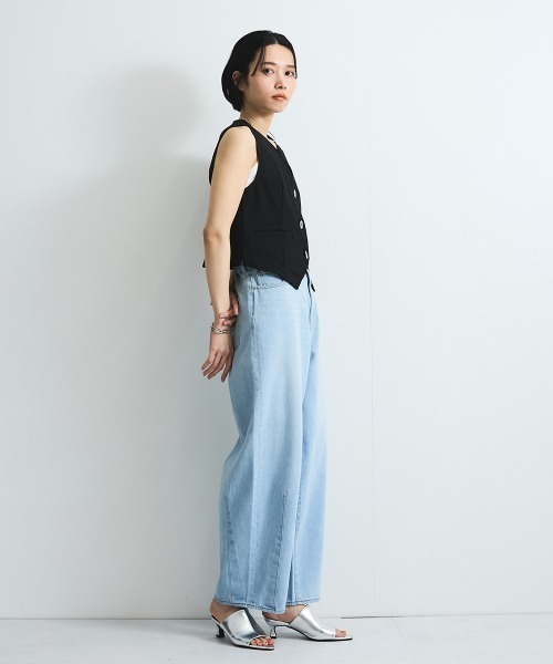 VICKY(ビッキー)の「リネンライクジレ≪セットアップ対応/手洗い可能≫(ベスト・レディース・ブラック/ベージュ・M)」の9枚目の写真