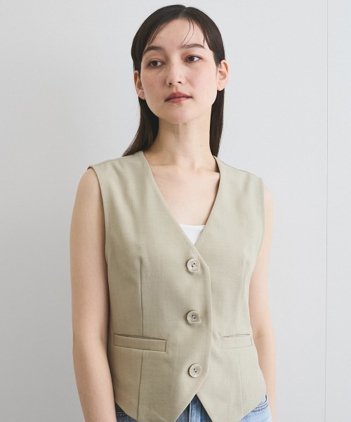 VICKY(ビッキー)の「リネンライクジレ≪セットアップ対応/手洗い可能≫(ベスト・レディース・ブラック/ベージュ・M)」の16枚目の写真