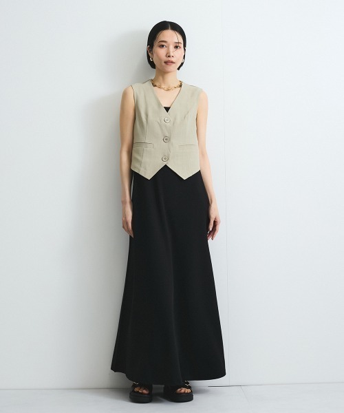 VICKY(ビッキー)の「リネンライクジレ≪セットアップ対応/手洗い可能≫(ベスト・レディース・ブラック/ベージュ・M)」の13枚目の写真
