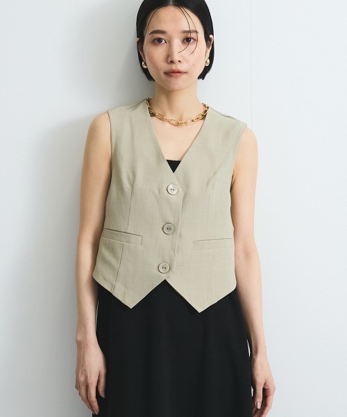 VICKY(ビッキー)の「リネンライクジレ≪セットアップ対応/手洗い可能≫(ベスト・レディース・ブラック/ベージュ・M)」の11枚目の写真