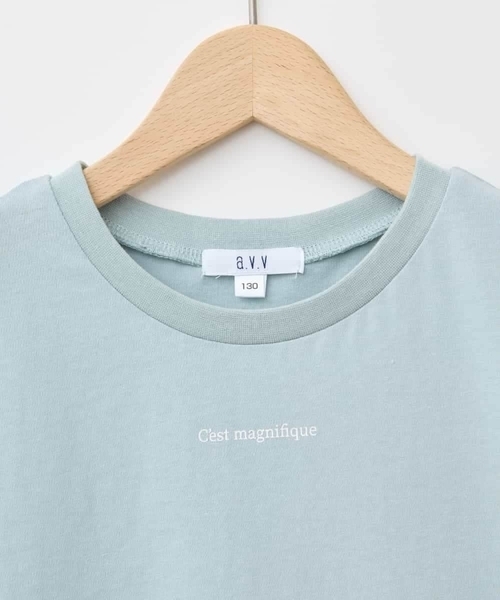 a.v.v（アーヴェヴェ）の「【接触冷感/毛玉になりにくい/綿100％】[100-160]シアーギンガムフレアスリーブＴシャツ（Tシャツ/カットソー・キッズ・ミント/ライトブルー/ブラック/ライラック・110/100/130/120/150/140/160）」の11枚目の写真