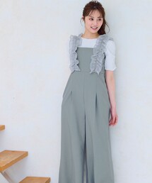 Feroux（フェルゥ）の「【洗える】フリルショルダー サロペット（サロペット/オーバーオール）」