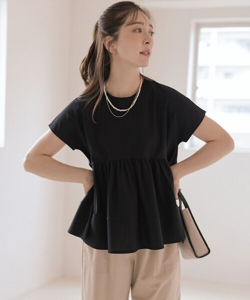 組曲(クミキョク)の「ツイルジャージーティアード カットソー(Tシャツ/カットソー・レディース・ホワイト系/ピンク系/ブラック系・2/3)」の3枚目の写真