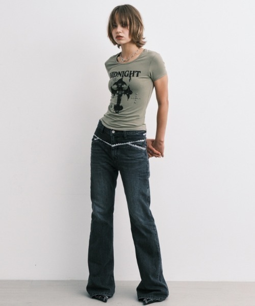 【MIDNIGHT MOVE】25ss lace bt pants デニム A'GEM/9 × .kom 『MIDNIGHT MOVE/ミッドナイトムーブ』 LACE BT