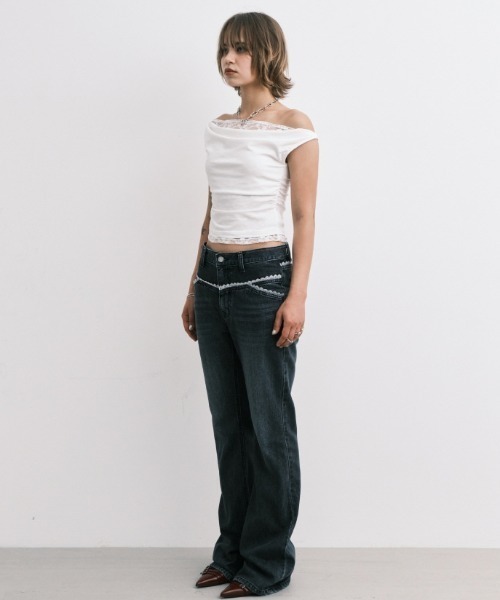 【MIDNIGHT MOVE】25ss lace bt pants デニム A'GEM/9 × .kom 『MIDNIGHT MOVE/ミッドナイトムーブ』 LACE BT