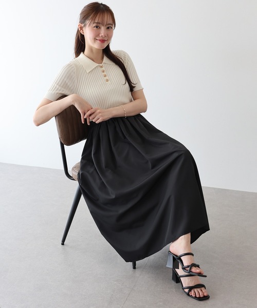 anuans ポロニットドッキングワンピース BORDER M anuans ポロニット