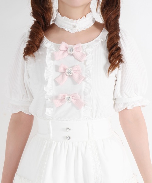 DearMyLove(ディアマイラブ)の「チョーカー付きリボンカットソー(Tシャツ/カットソー・レディース・ホワイト/ベビーピンク/ブラック・SMALL/MEDIUM/LARGE/LL/3L)」の2枚目の写真