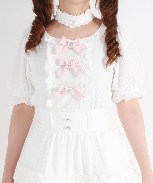 DearMyLove(ディアマイラブ)の「チョーカー付きリボンカットソー(Tシャツ/カットソー・レディース・ホワイト/ベビーピンク/ブラック・SMALL/MEDIUM/LARGE/LL/3L)」の13枚目の写真