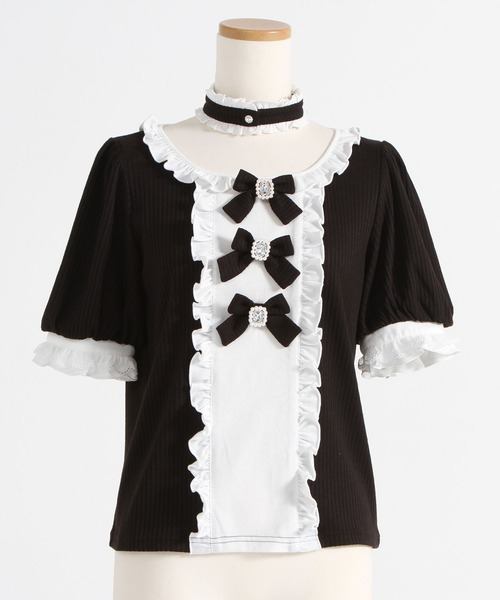 DearMyLove(ディアマイラブ)の「チョーカー付きリボンカットソー(Tシャツ/カットソー・レディース・ホワイト/ベビーピンク/ブラック・SMALL/MEDIUM/LARGE/LL/3L)」の17枚目の写真