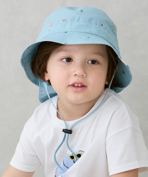 petit main(プティマイン)の「総柄サファリハット(ハット・キッズ・アイボリー/ライトベージュ/ネイビー/ターコイズブルー系・52cm/50cm/54cm)」の4枚目の写真