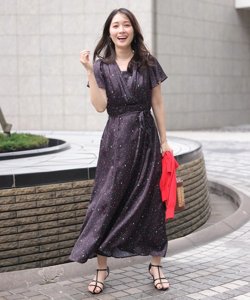 Apuweiser-riche❤︎チェリープリントカシュクールワンピース❤︎黒M アプワイザー・リッシェ Apuweiser-riche チェリープリント