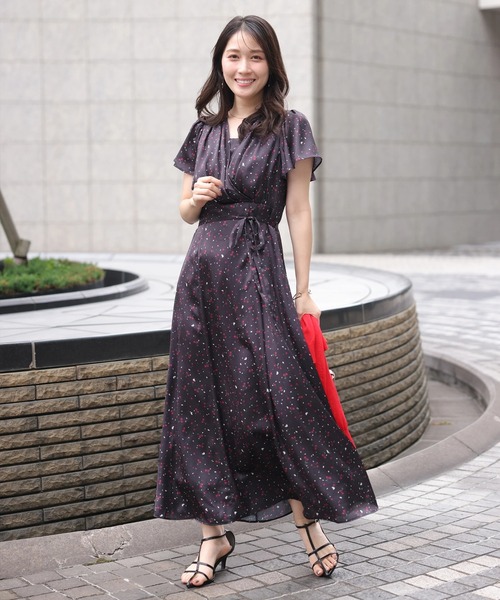 Apuweiser-riche❤︎チェリープリントカシュクールワンピース❤︎黒S アプワイザー・リッシェ Apuweiser-riche チェリープリント