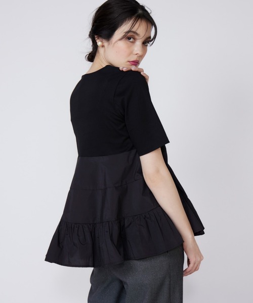 Maglie le cassetto（マーリエ ル カセット）の「ティアードドッキングカットソー（Tシャツ/カットソー・レディース・ブラック/オフホワイト/グレー・9号/7号）」の2枚目の写真