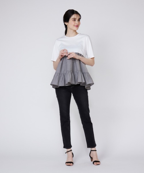 Maglie le cassetto（マーリエ ル カセット）の「ティアードドッキングカットソー（Tシャツ/カットソー・レディース・ブラック/オフホワイト/グレー・9号/7号）」の15枚目の写真