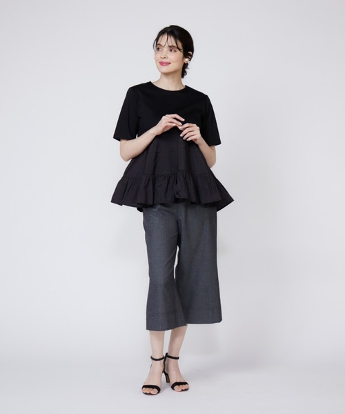 Maglie le cassetto（マーリエ ル カセット）の「ティアードドッキングカットソー（Tシャツ/カットソー・レディース・ブラック/オフホワイト/グレー・9号/7号）」の10枚目の写真